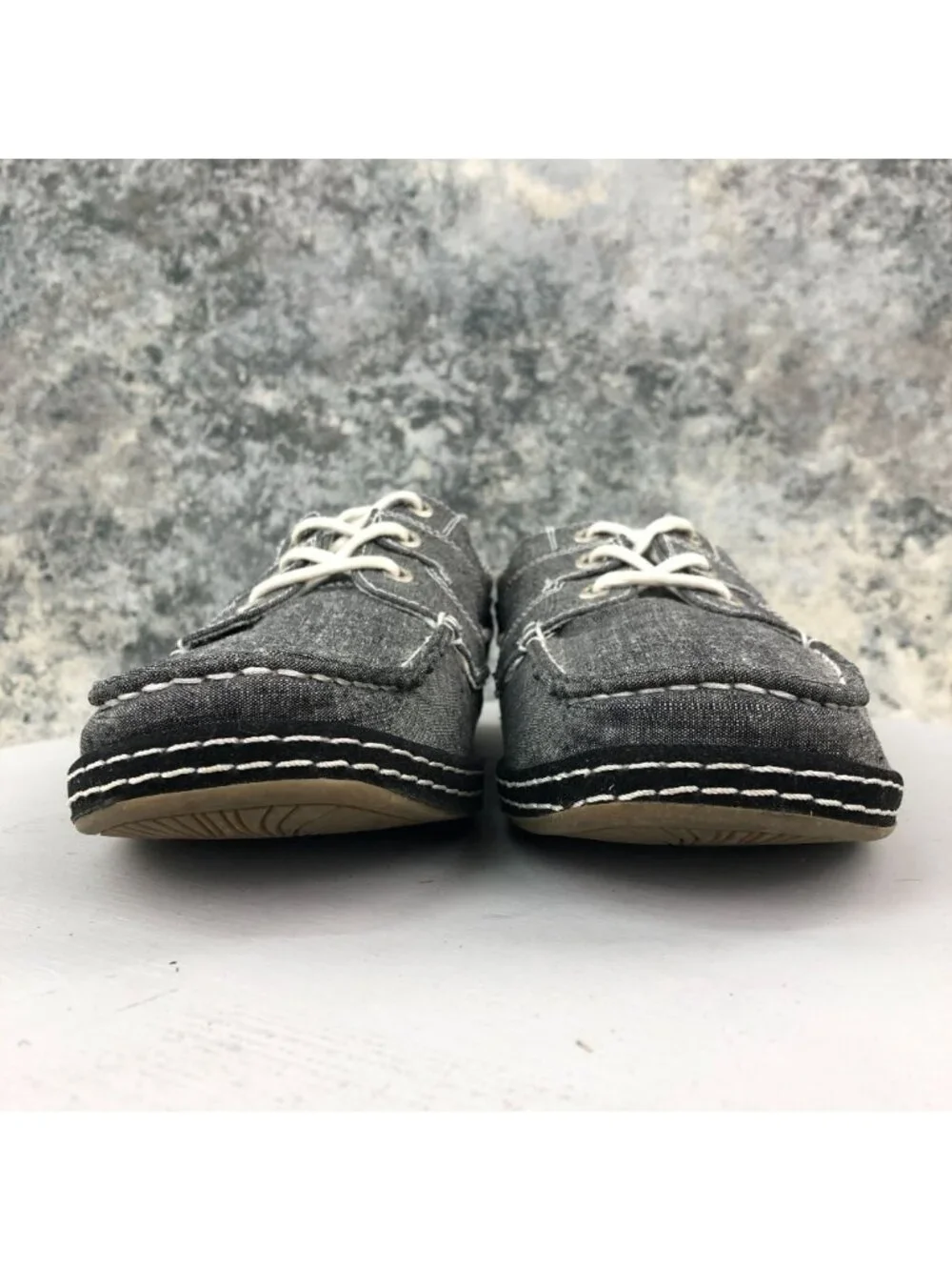GBX Buckle Men's Size 9M Sesto II Black White Fabric Lace-Up Boat Shoes